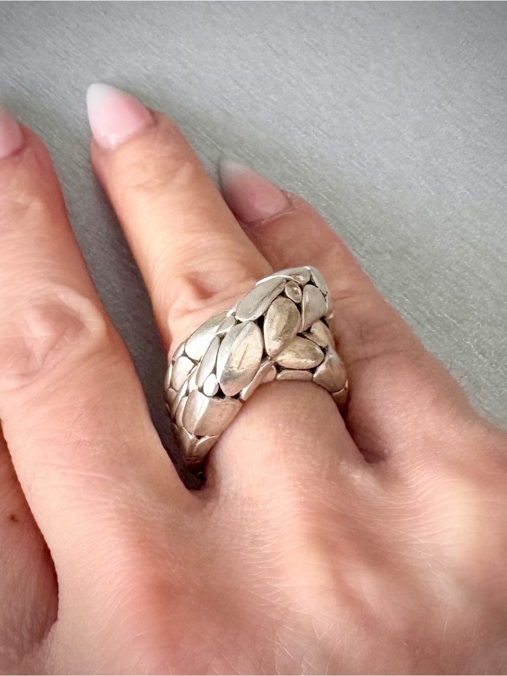 John Hardy Silver Textured Dome Ring